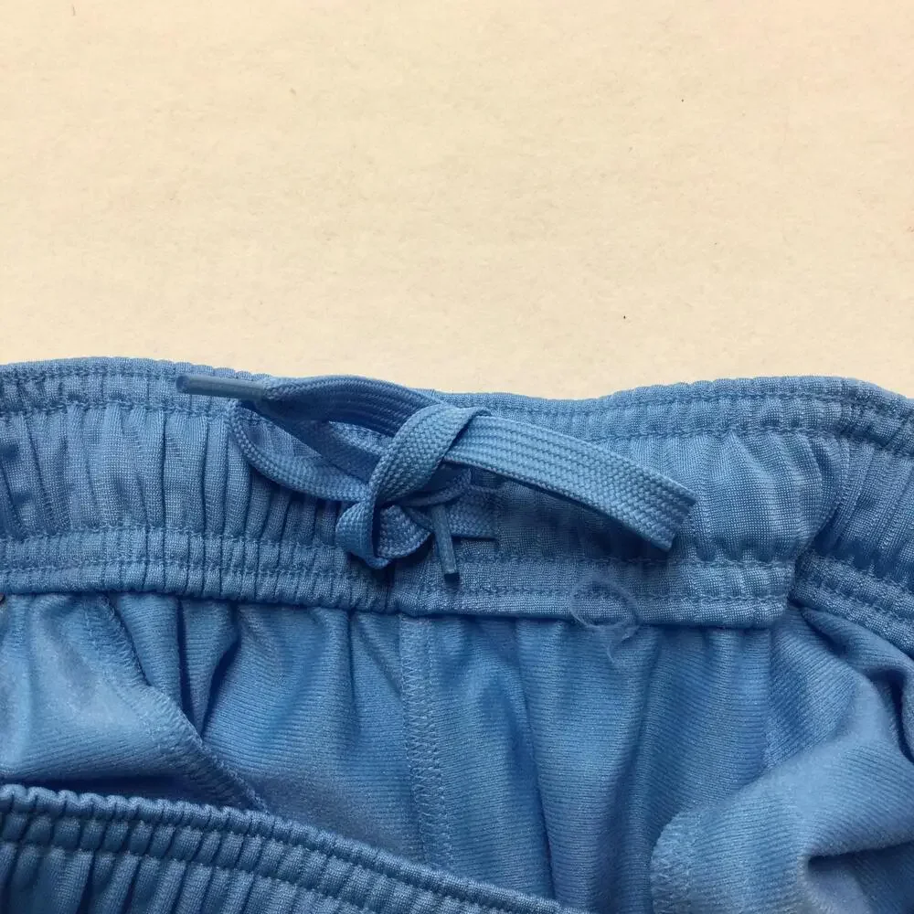 Adidas Track Pants Mens Medium Blue 3 Stripe Elastic Waist Side Pockets